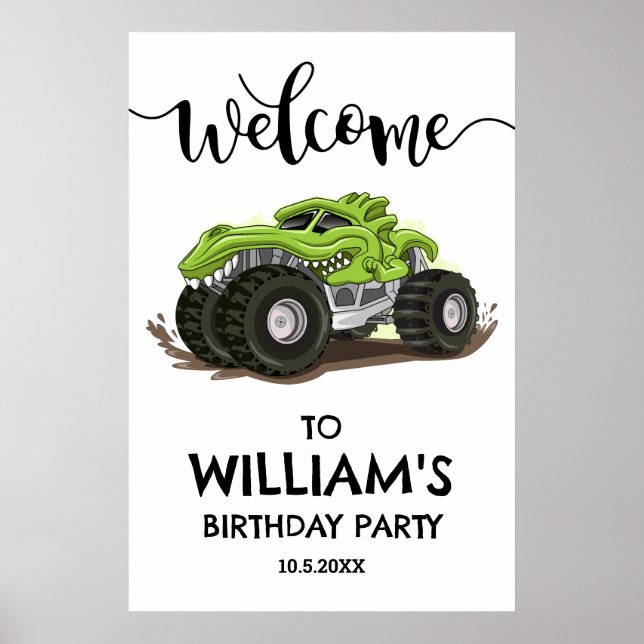Póster Monster Truck Partido de Cumpleaños Niños Mínimos  (Frente)