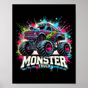 Póster Monster Truck Retro Colorido Graffiti Toddls