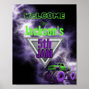 Póster Monster Truck Signo de bienvenida de cumpleaños Po