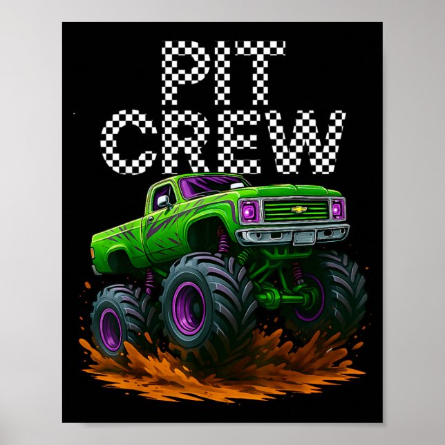 Póster Monster Truck T Crew Family Matching Birthday Part (Frente)