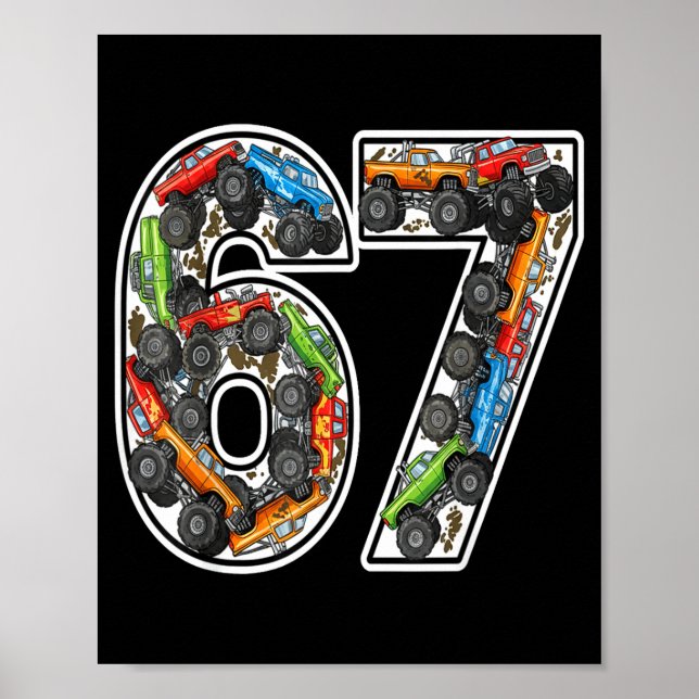 Póster Monster Trucks 67 Meme Funny Design For Boys Kids  (Frente)