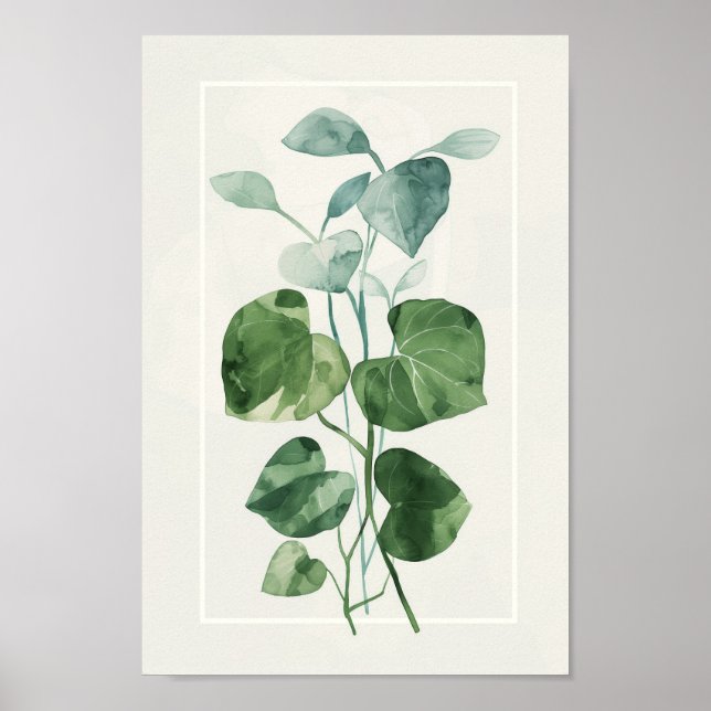 Póster Monstera de color de agua elegante (Frente)
