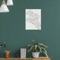 Monstera Minimalista Gestual Dibujado a Mano Blanc