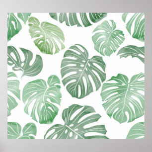 Póster Monstruo acuarela, fondo de pantalla tropical sin 