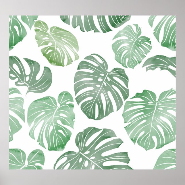 Póster Monstruo acuarela, fondo de pantalla tropical sin  (Frente)