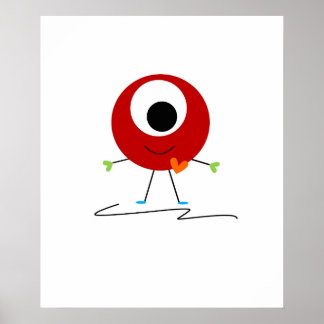 Póster Monstruo Amigable Rojo