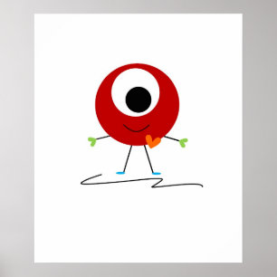 Póster Monstruo Amistoso Rojo