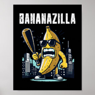 Póster Monstruo bananero Bananazilla Meme de frutas diver