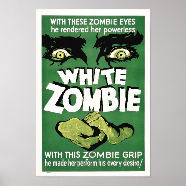 Póster Monstruo blanco zombi Poster de cine (Frente)