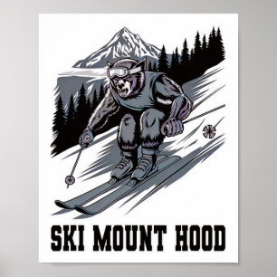 Póster Monstruo de esquí corriendo por Mount Hood Oregon 