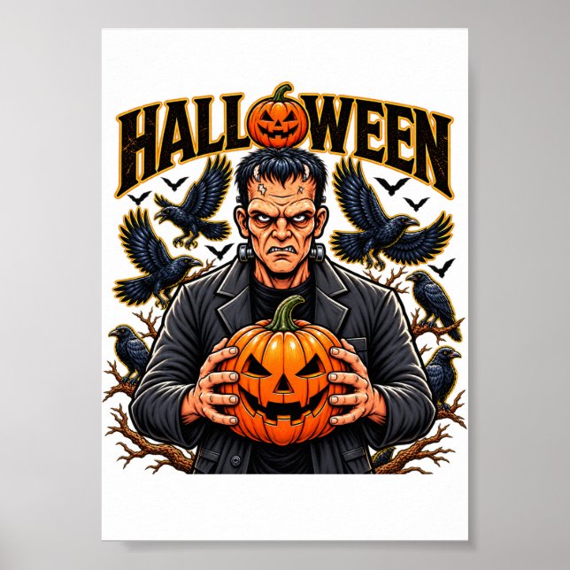 Póster Monstruo de Frankenstein de Halloween (Frente)