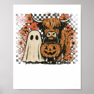Póster Monstruo de Halloween de vaca de las Highlands de 