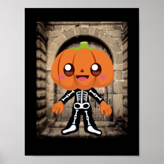 Póster monstruo de la cabeza de calabaza