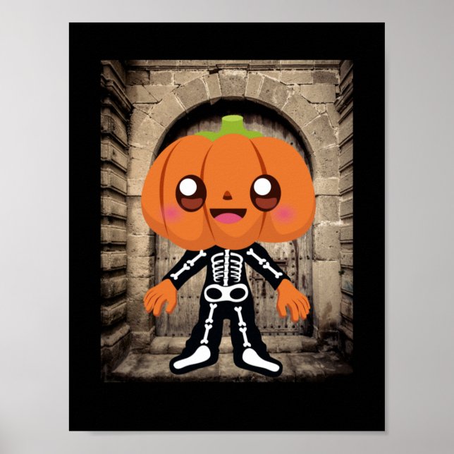 Póster monstruo de la cabeza de calabaza (Frente)