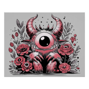 Póster Monstruo de la flor de primavera