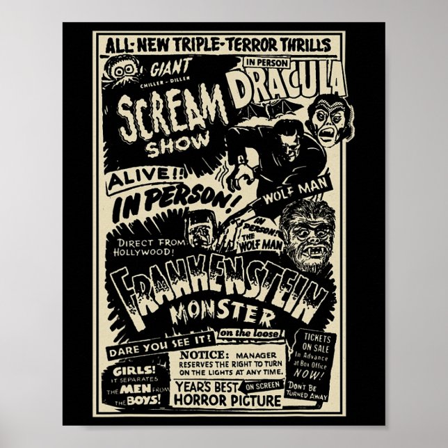 Póster Monstruo de la película de terror Mummy Dracula We (Frente)