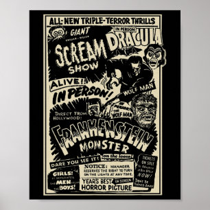 Póster Monstruo de la película de terror Mummy Dracula We