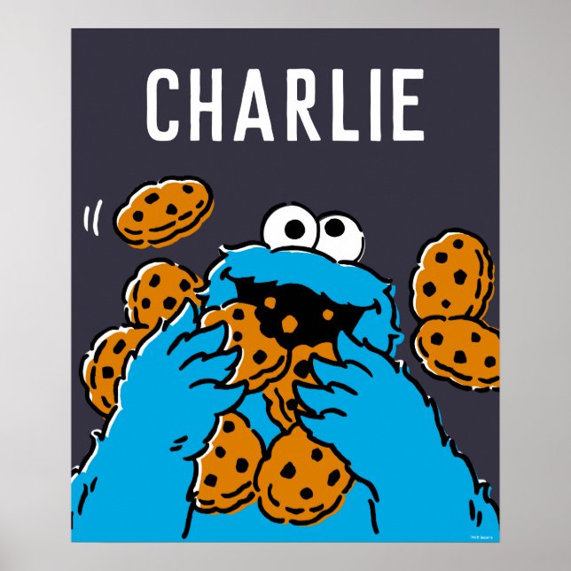 Póster Monstruo de las Galletas Comiendo Todas las Gallet (Frente)