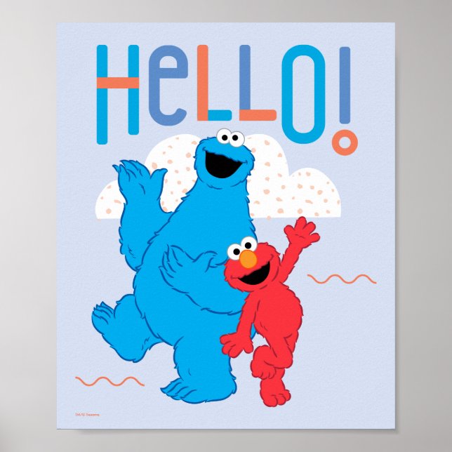 Póster ¡Monstruo de las Galletas y Elmo Hola! (Frente)