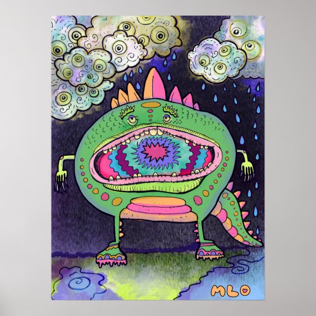 Póster Monstruo de las zapatillas Rainy Day (Frente)