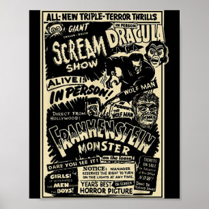 Póster Monstruo de Película de Terror Momia Drácula Hombr