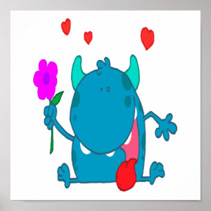 Póster monstruo del amor azul