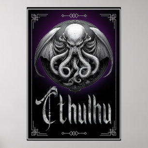 Póster monstruo del horror de Cthulhu Halloween
