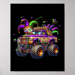 Póster Monstruo del Mardi Gras Camión Niños Pequeños Nuev