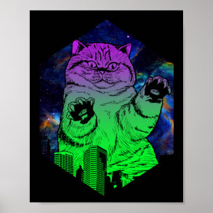 Póster Monstruo gigante Catzilla ataca el horizonte del g