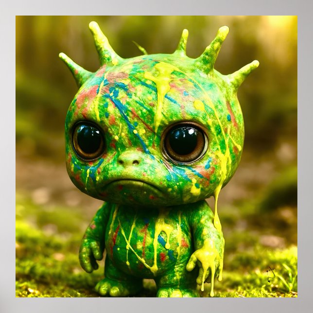 Póster Monstruo Goo Verde - Poster de Halloween adormilad (Frente)