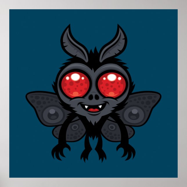 Póster Monstruo Mothman Criptido Cute Espeluznante (Frente)
