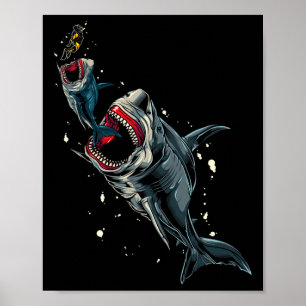 Póster Monstruo oceánico cazando Megalodon Scuby Diver Gi