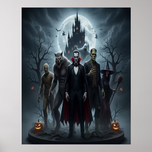 Póster Monstruos de Halloween Poster Escena cinemática es (Frente)