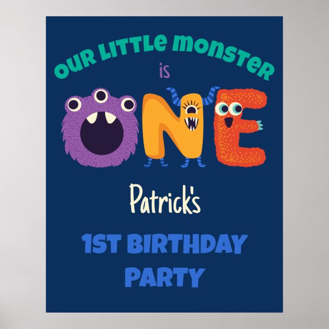 Póster Monstruos de los Alpes Primer cumpleaños nuestro p (Frente)