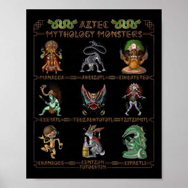 Póster Monstruos de mitología azteca (Frente)