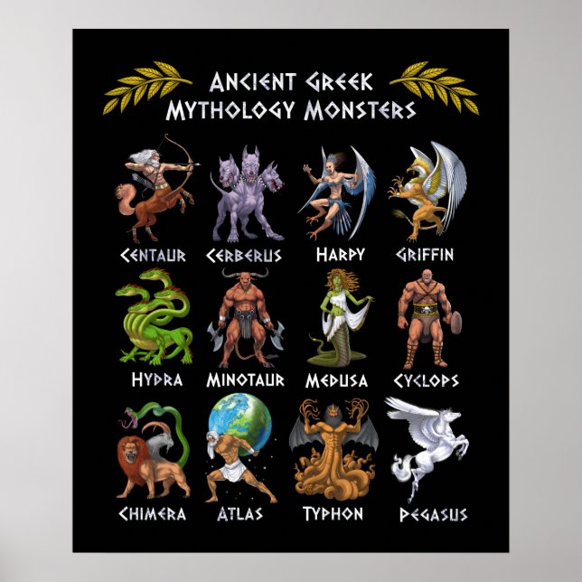 Póster Monstruos de mitología griega antiguos (Frente)