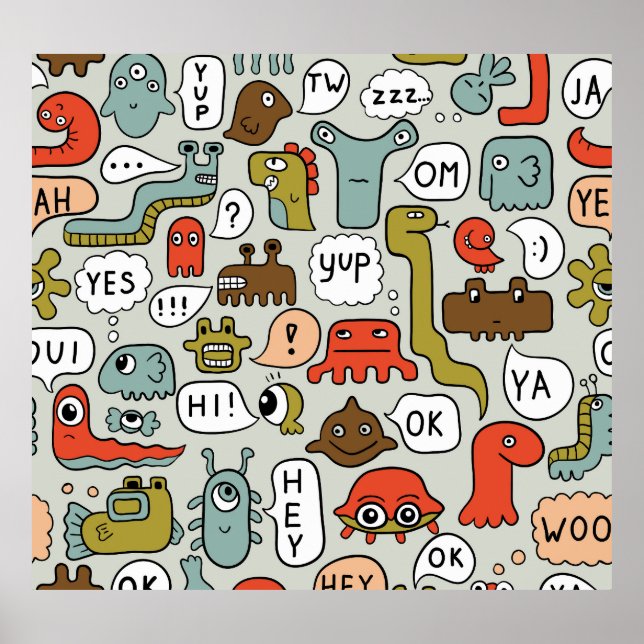 Póster Monstruos de Personalizados amables: fondo sin inc (Frente)