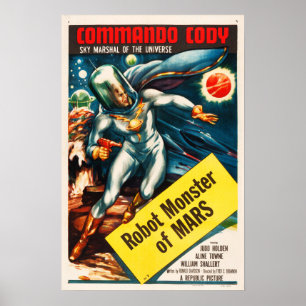 Póster MONSTRUOS DE ROBOT DEL COMANDO MARS Cody Retro Sci