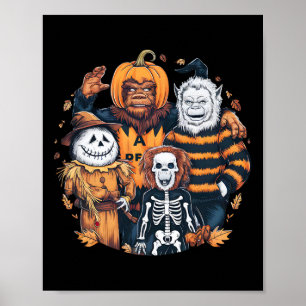 Póster Monstruos Y Amigos En La Temporada De Caída Hallo