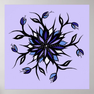 Póster Monstruos Y Dientes De Mandala Con Flores Góticas