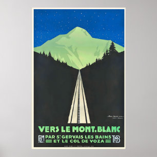 Póster Mont Blanc Chamonix Esquí Alpes Francia Vintage