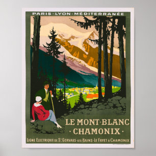 Póster Mont Blanc Chamonix Francia Viajes de época