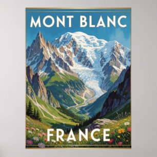 Póster Mont Blanc Cumbres Nevadas Francia Vista De Montañ