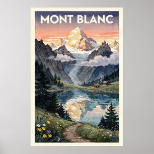 Póster Mont Blanc Viajes Vintage Alpino