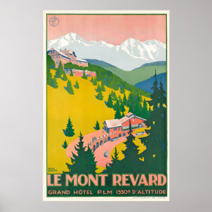 Póster Mont Revand Esquí Alpes Francia Viaje Vintage