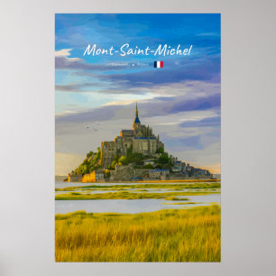 Póster Mont-Saint-Michel, Francia - Abadía Medieval