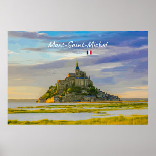 Póster Mont-Saint-Michel, Francia - Abadía Medieval