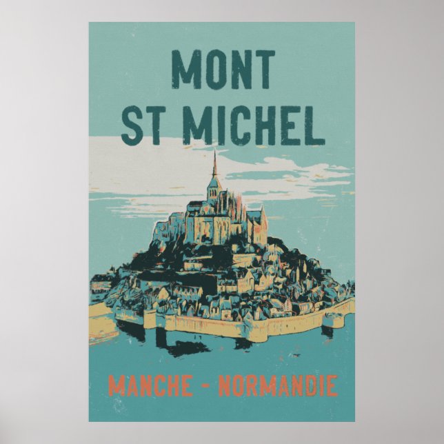 Póster Mont Saint Michel ilustracion Francia Poster (Frente)