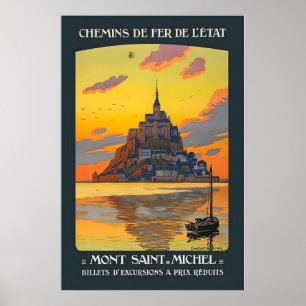 Póster Mont-Saint-Michel Normandía Francia Viajes Antiguo