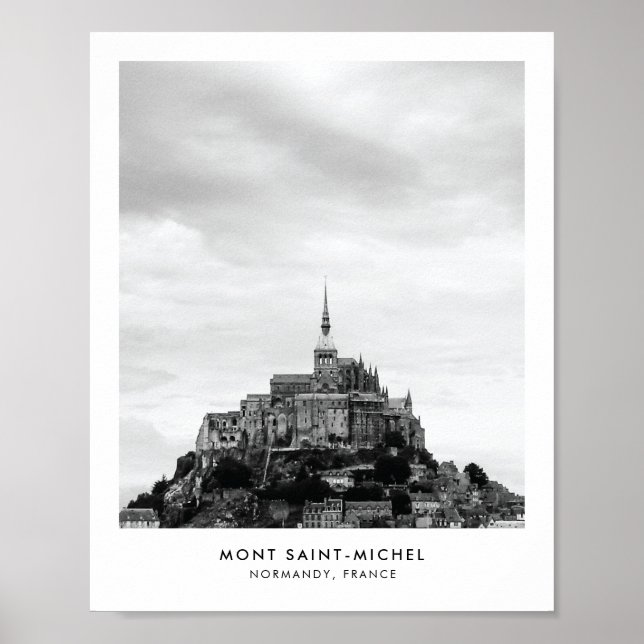 Póster Mont SaintMichel France Black & White Travel Photo (Frente)